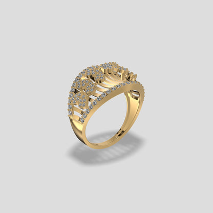 Regal Bloom Diamond Dome Ring Gold