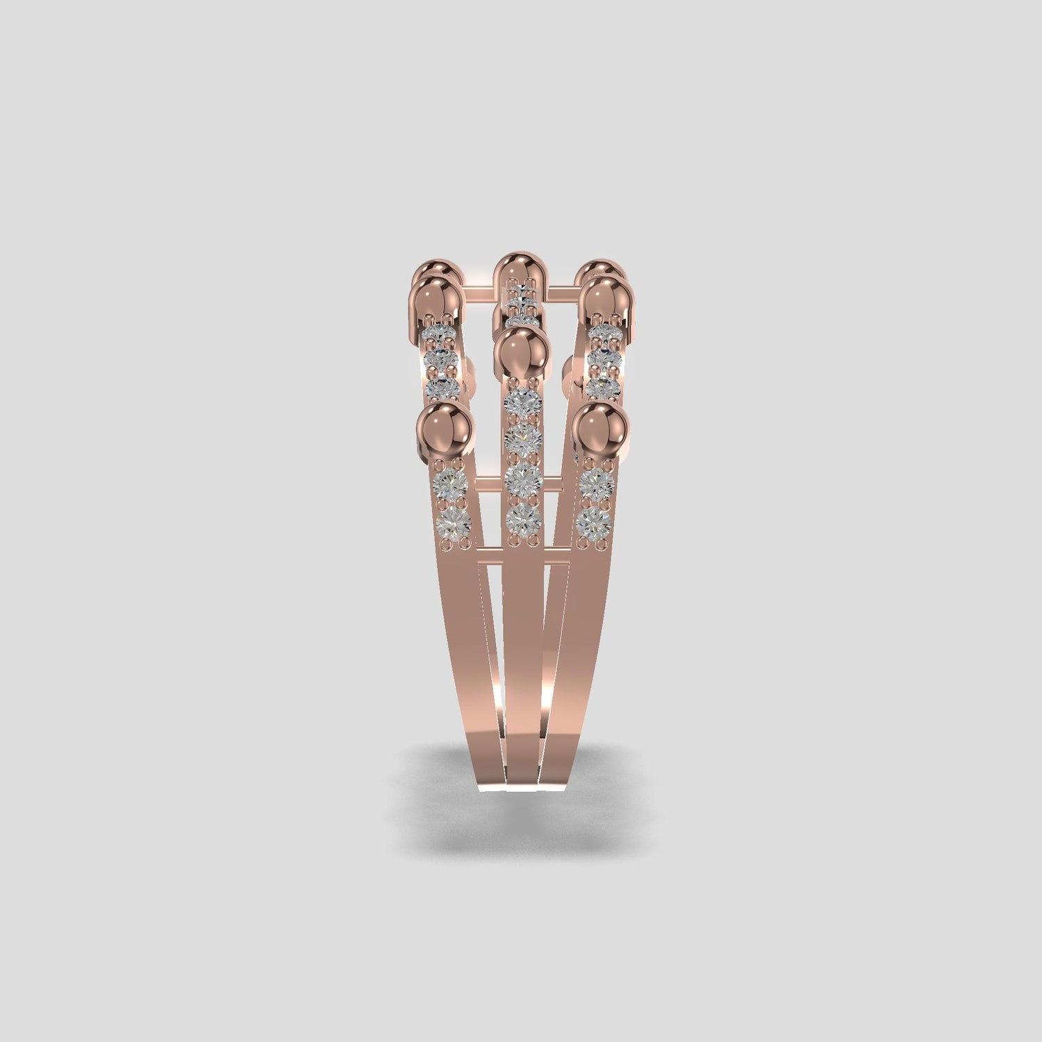 Orabella Triple Row Diamond Ring Gold