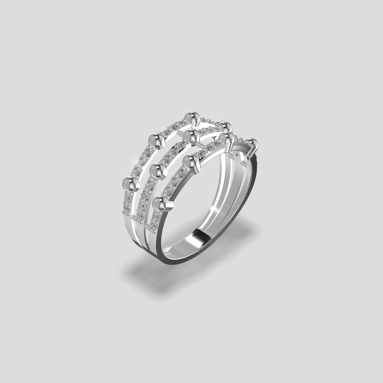 Orabella Triple Row Diamond Ring Gold