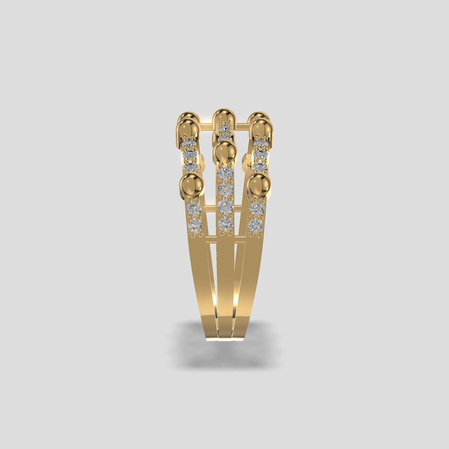 Orabella Triple Row Diamond Ring Gold