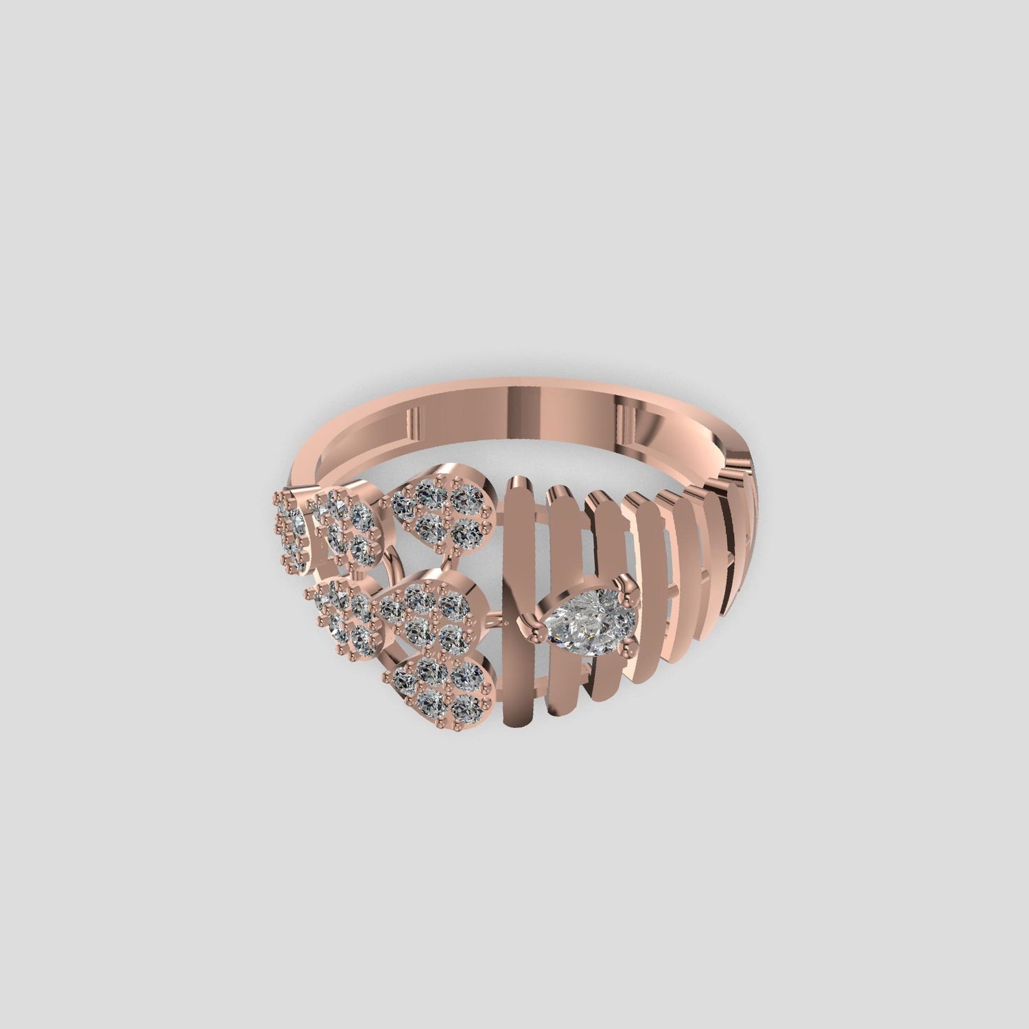 Elegance Radiance Diamond Floral Ring Gold