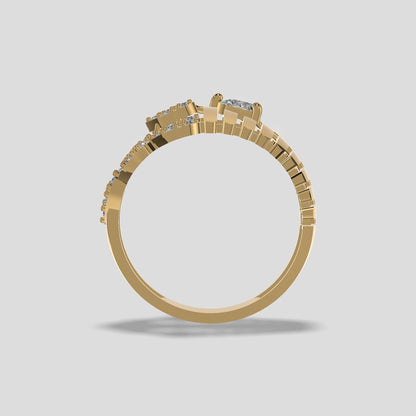 Elegance Radiance Diamond Floral Ring Gold