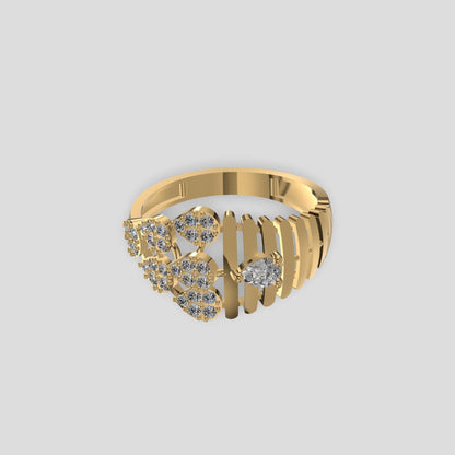 Elegance Radiance Diamond Floral Ring Gold