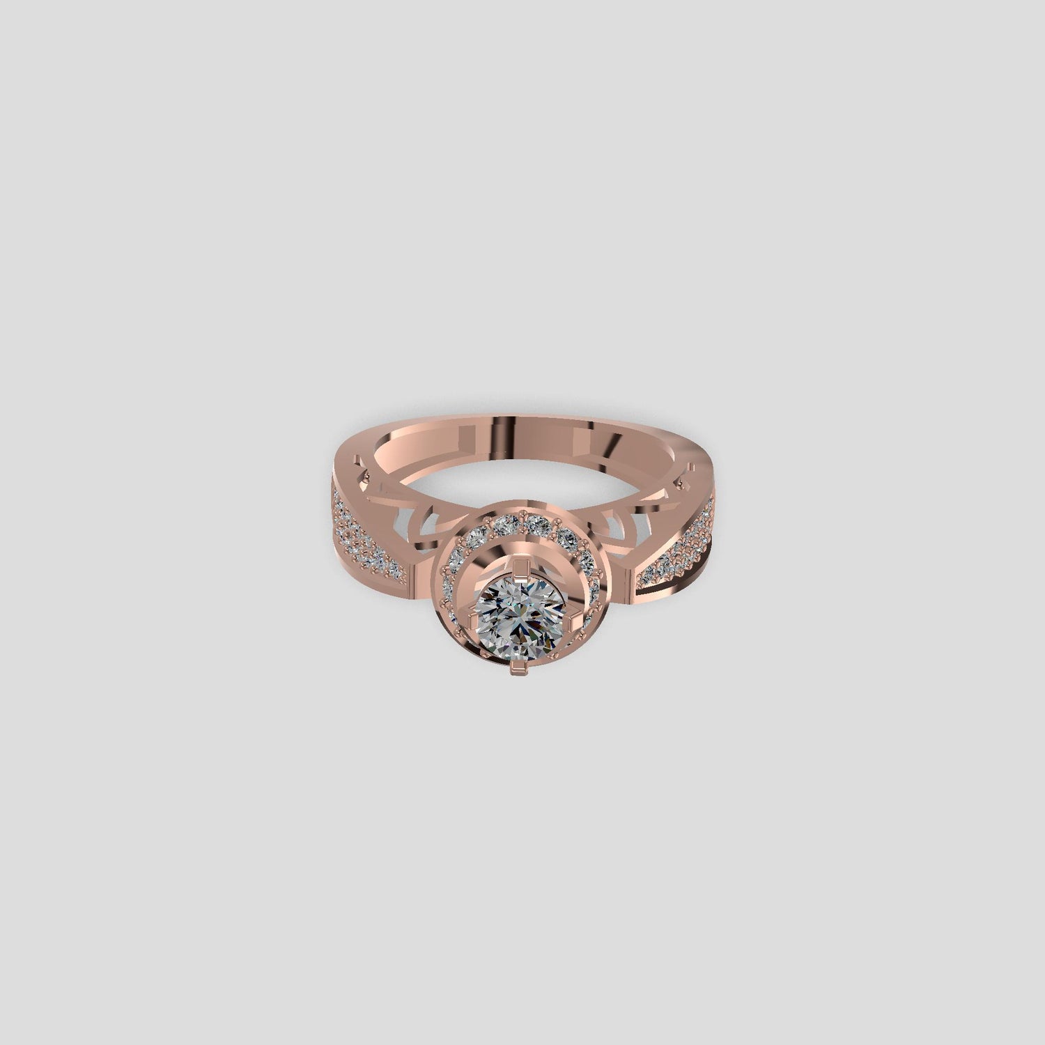 Celestial Halo Diamond Solitaire Ring Gold