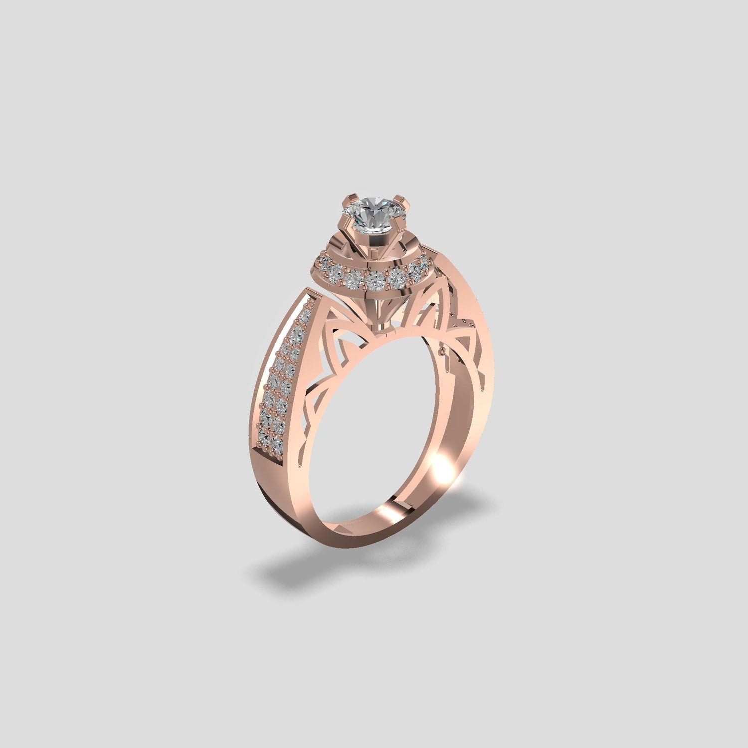 Celestial Halo Diamond Solitaire Ring Gold