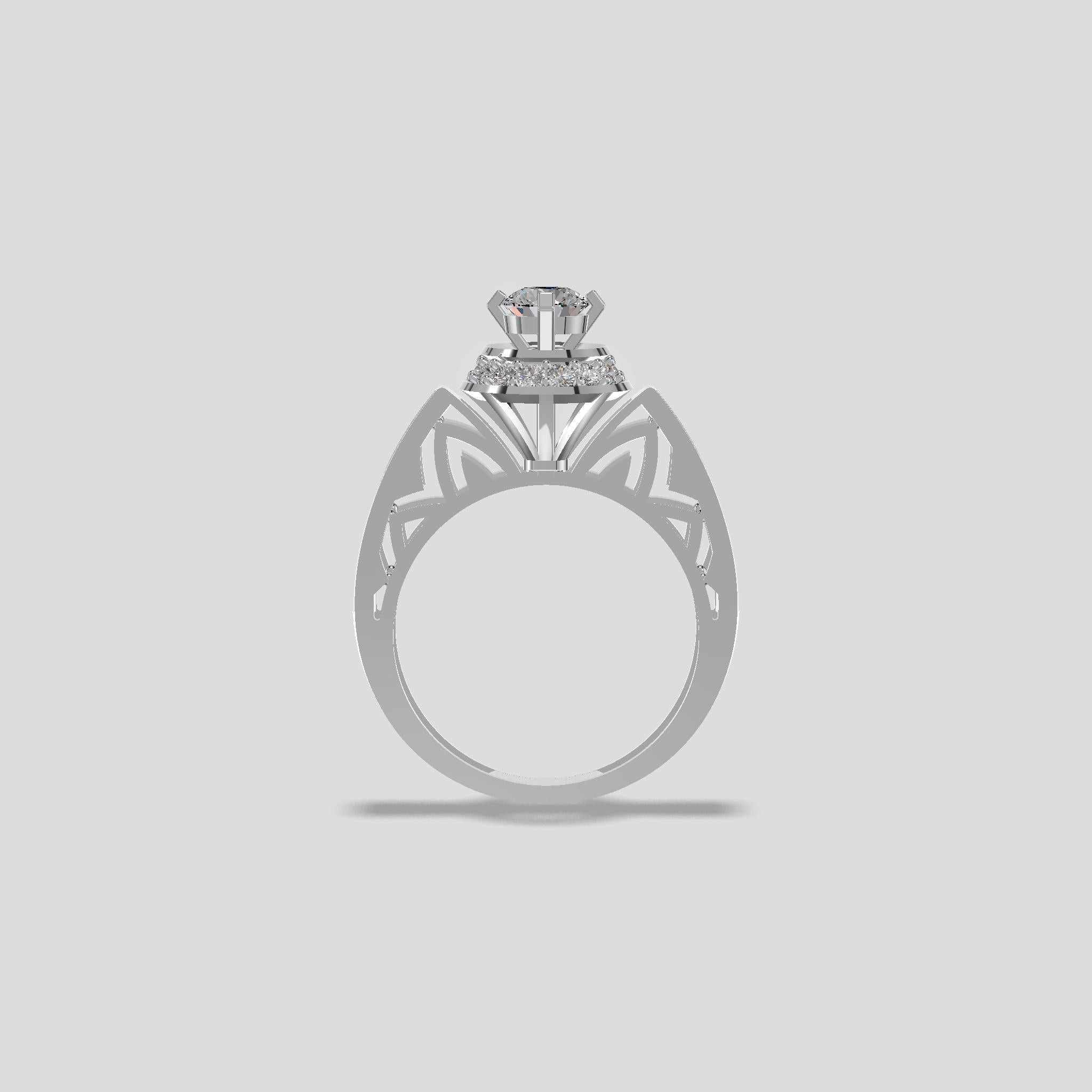 Celestial Halo Diamond Solitaire Ring Gold