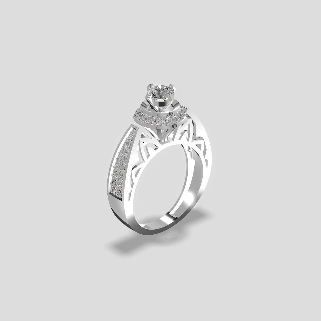 Celestial Halo Diamond Solitaire Ring Platinum