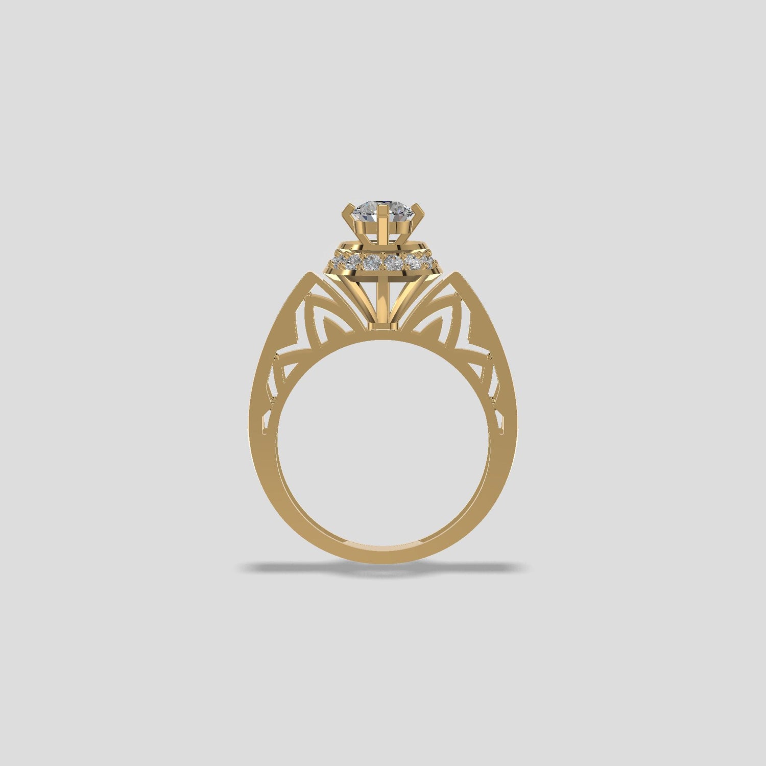 Celestial Halo Diamond Solitaire Ring Gold