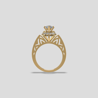 Celestial Halo Diamond Solitaire Ring Gold