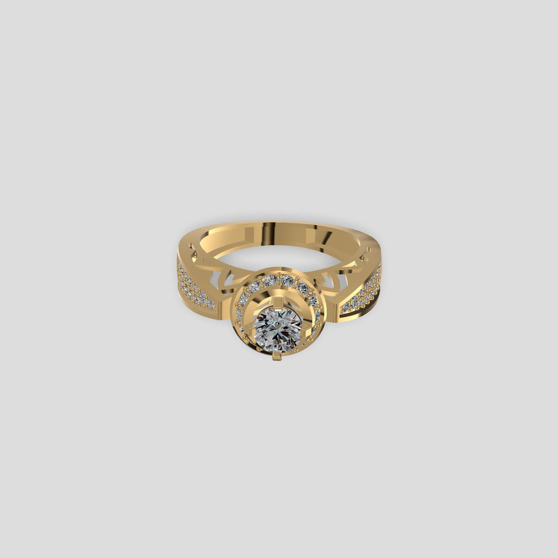 Celestial Halo Diamond Solitaire Ring Gold