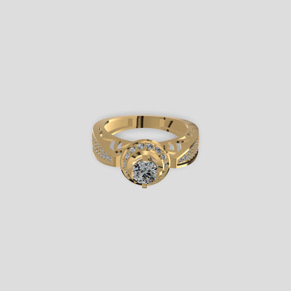 Celestial Halo Diamond Solitaire Ring Gold