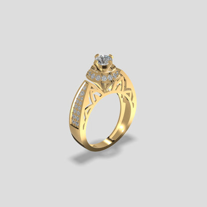 Celestial Halo Diamond Solitaire Ring Gold