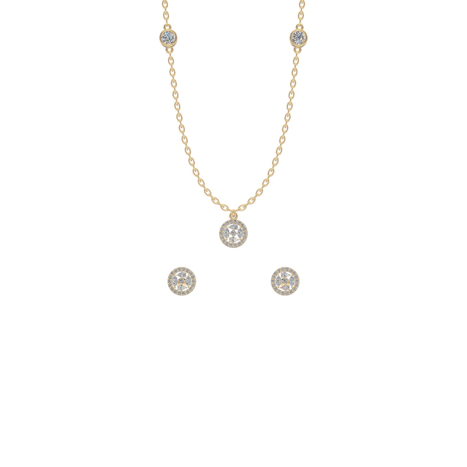 Illusion Bloom Trio Chain Set Gold