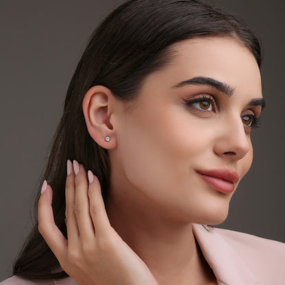 Luna Solitaire Stud Earrings Gold