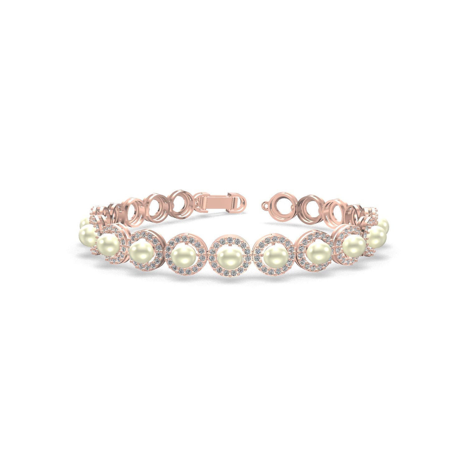 Meher Pearl &amp; Diamond Halo Bracelet Gold