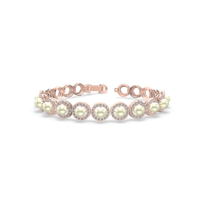 Meher Pearl &amp; Diamond Halo Bracelet Gold