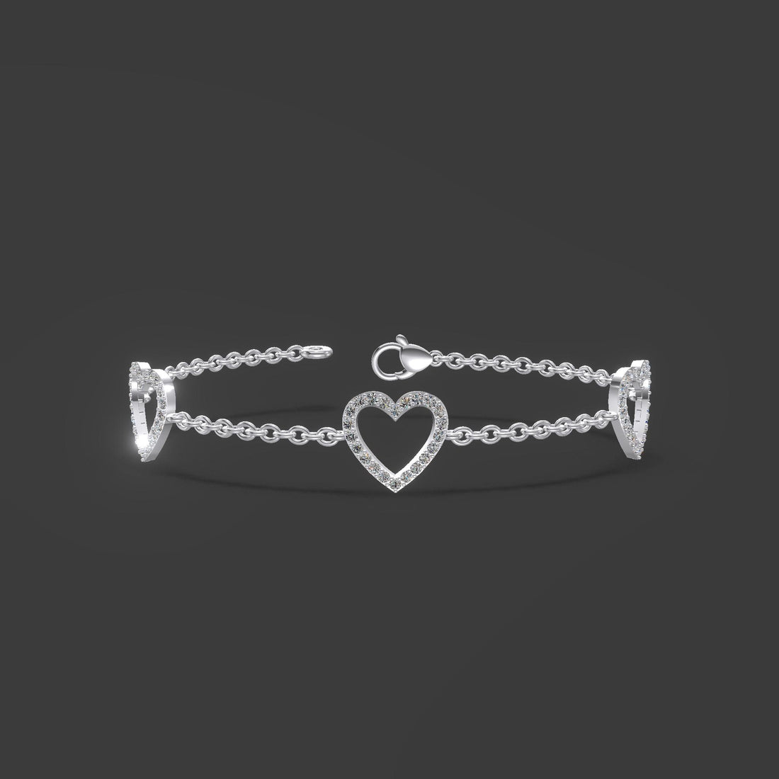 Amora Heart Diamond Bracelet Platinum
