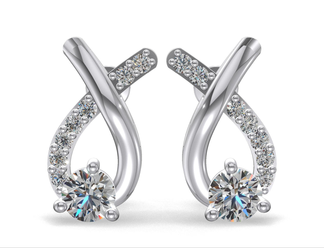 Radiant Ribbon Curve Earrings Platinum
