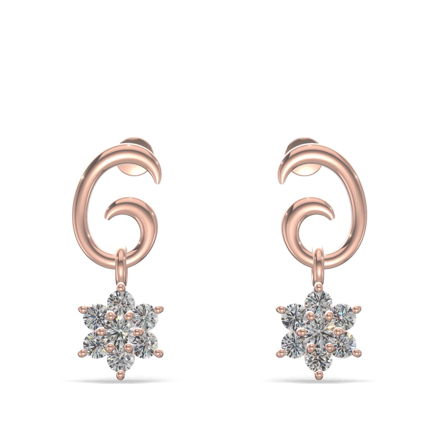 Celestia Swirl Floral Earrings Gold