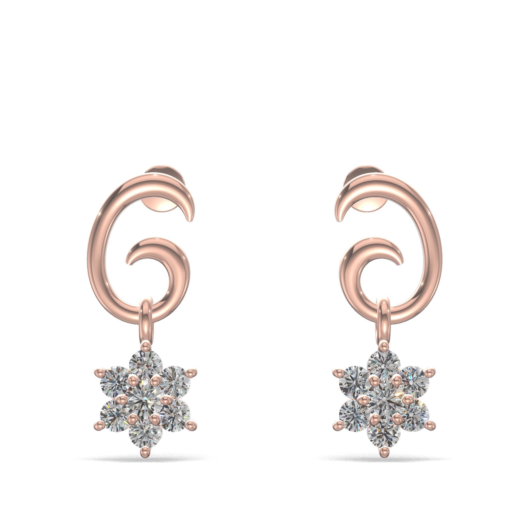 Celestia Swirl Floral Earrings Gold
