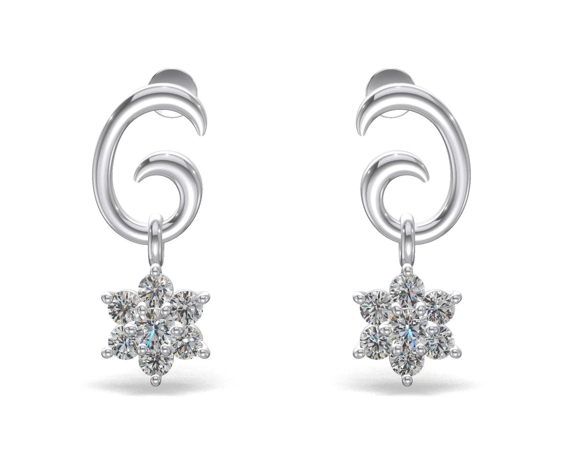 Celestia Swirl Floral Earrings Silver