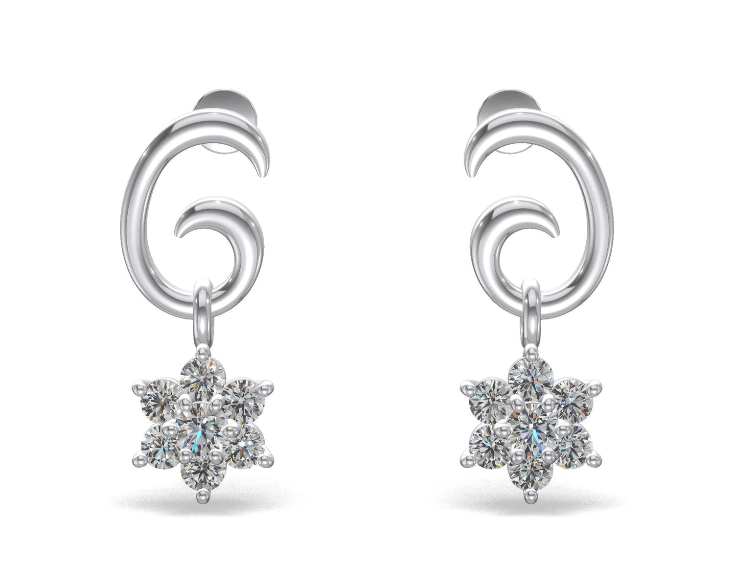 Celestia Swirl Floral Earrings Gold
