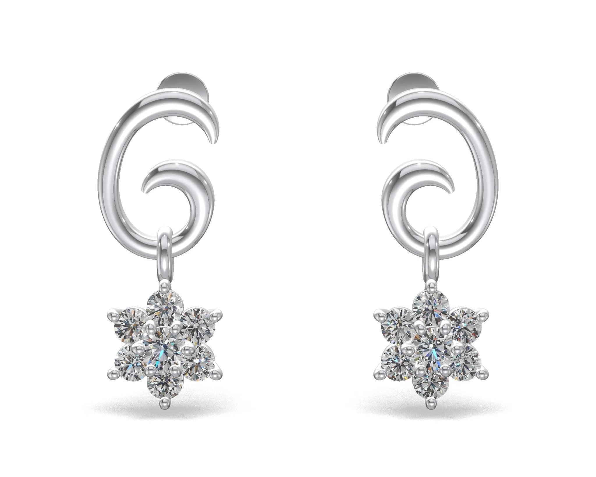 Celestia Swirl Floral Earrings Gold