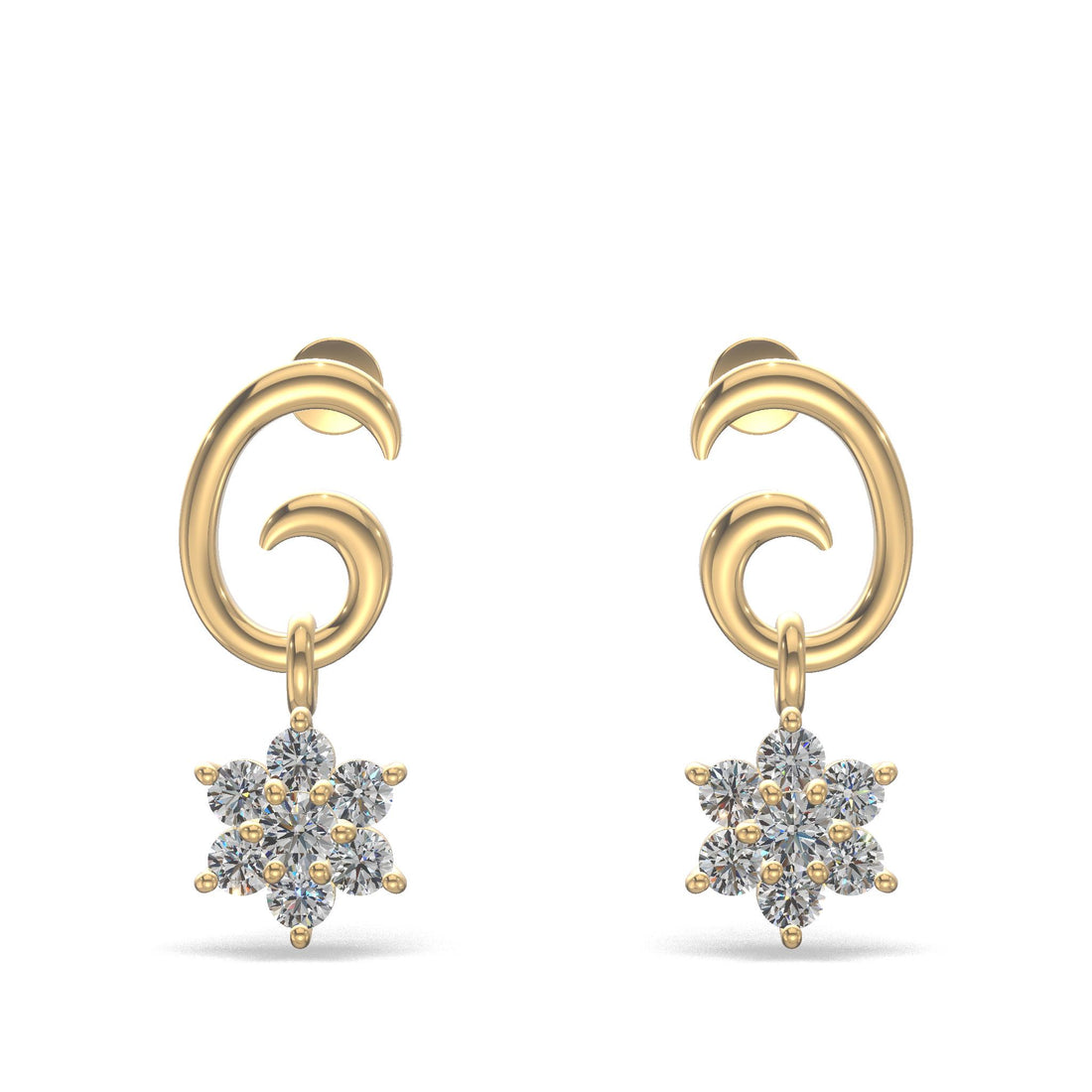 Celestia Swirl Floral Earrings Gold