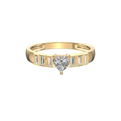 Amora Heart Baguette Diamond Ring Gold