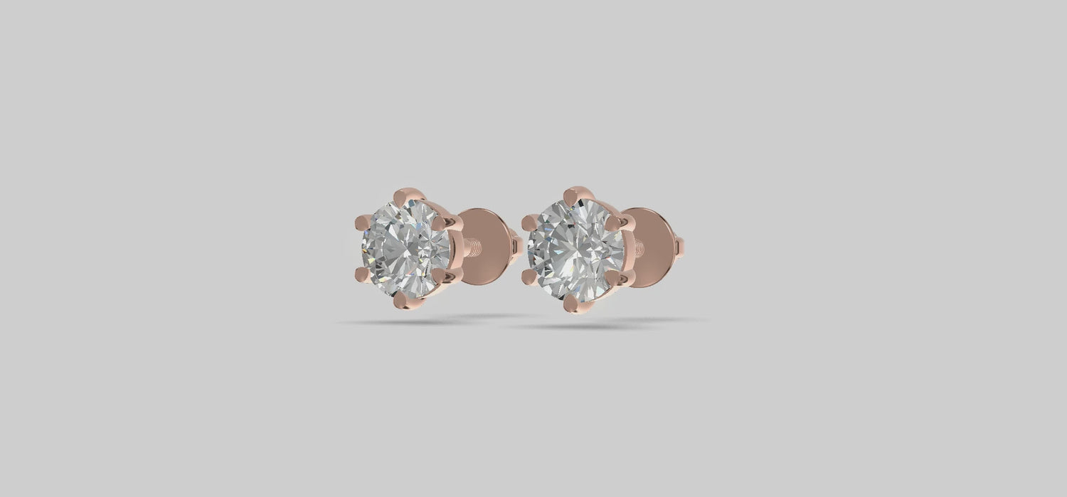Luna Solitaire Stud Earrings Gold
