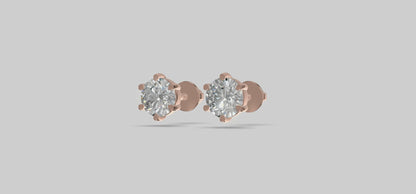 Luna Solitaire Stud Earrings Gold