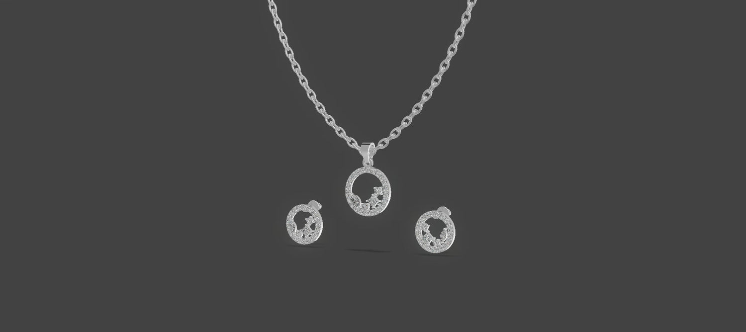 Ever-Bloom Circle Pendant Set Platinum