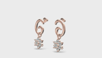 Celestia Swirl Floral Earrings Gold