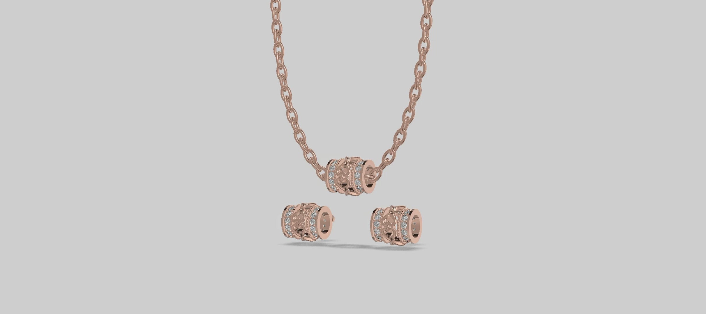 Eternal Embrace Heart Diamond Chain Set Gold