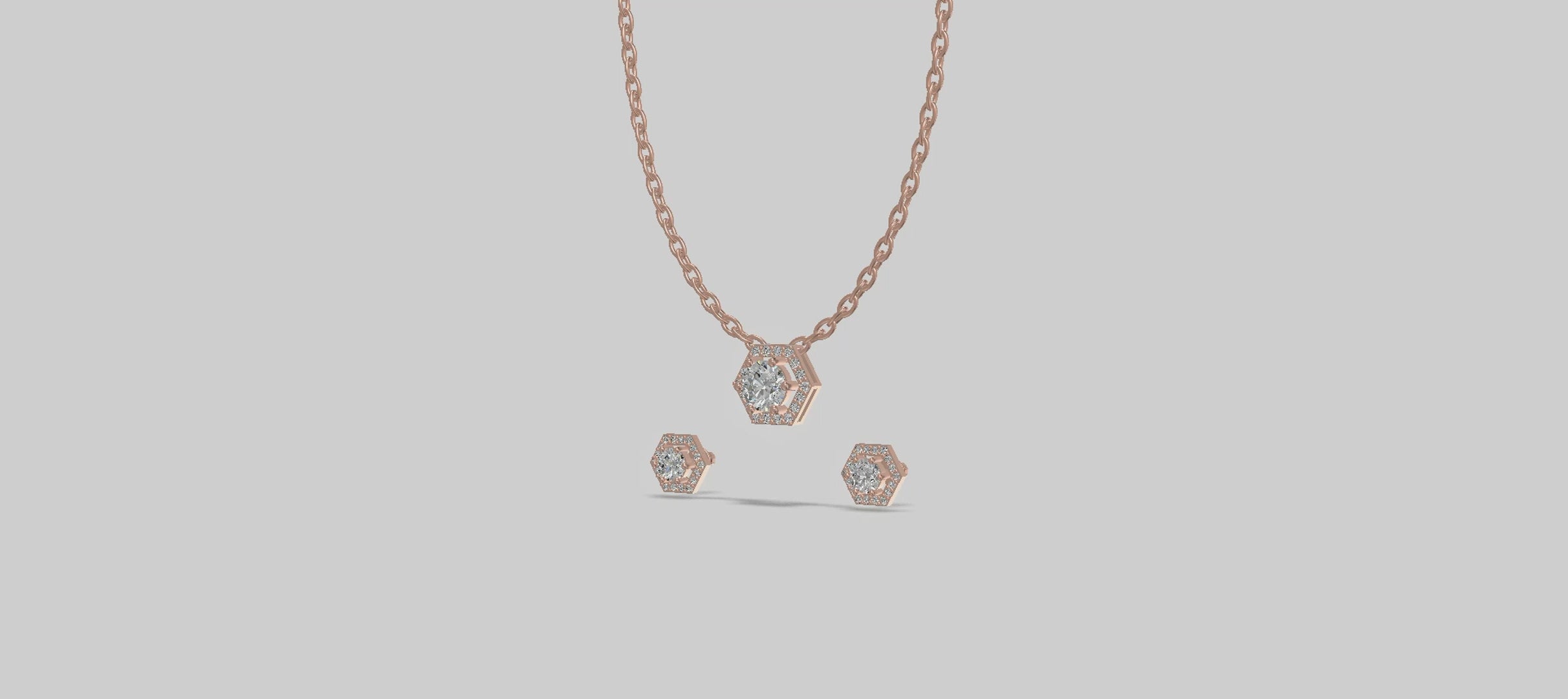 Ruby Hexa-Halo Trio Necklace Gold
