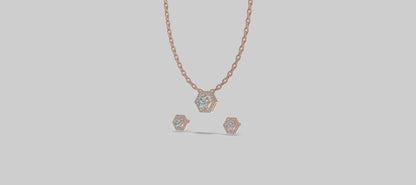 Ruby Hexa-Halo Trio Necklace Gold