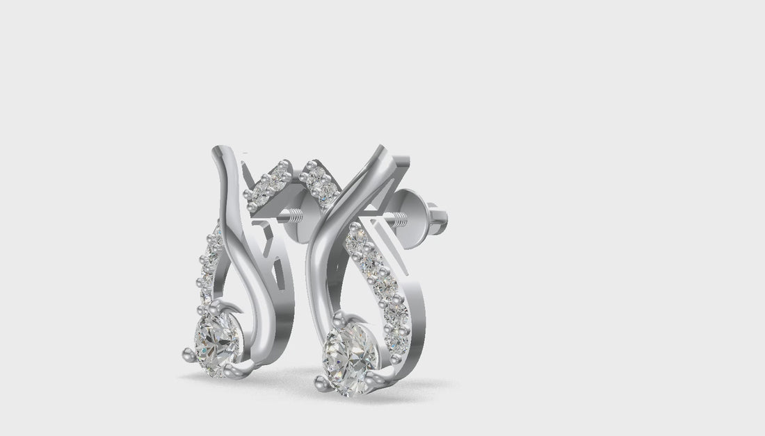 Radiant Ribbon Curve Earrings Platinum