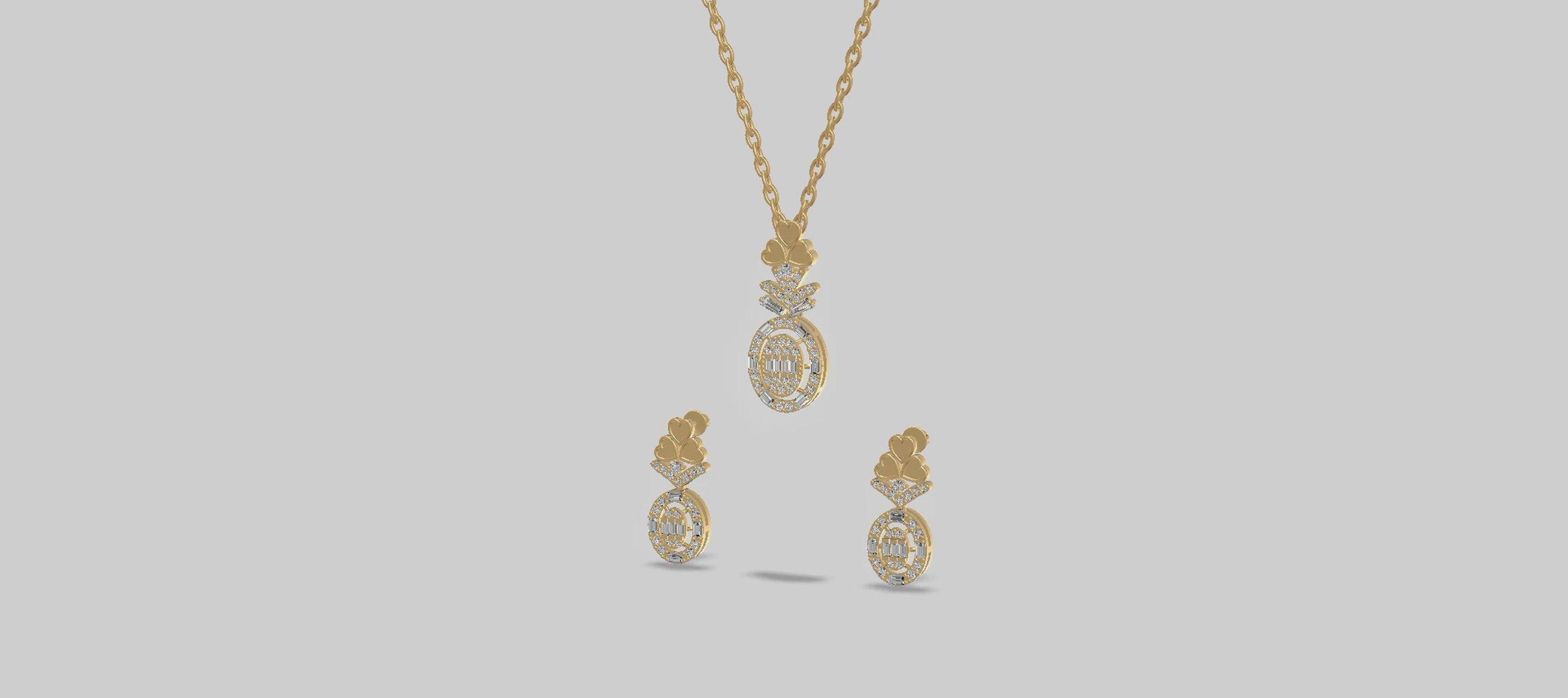 Pavé Rose Gold Pendant Set