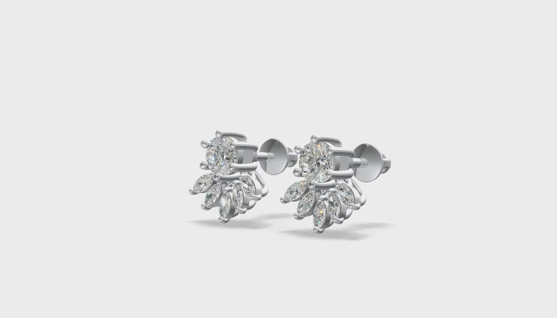 Luna Petal Drop Earrings Platinum