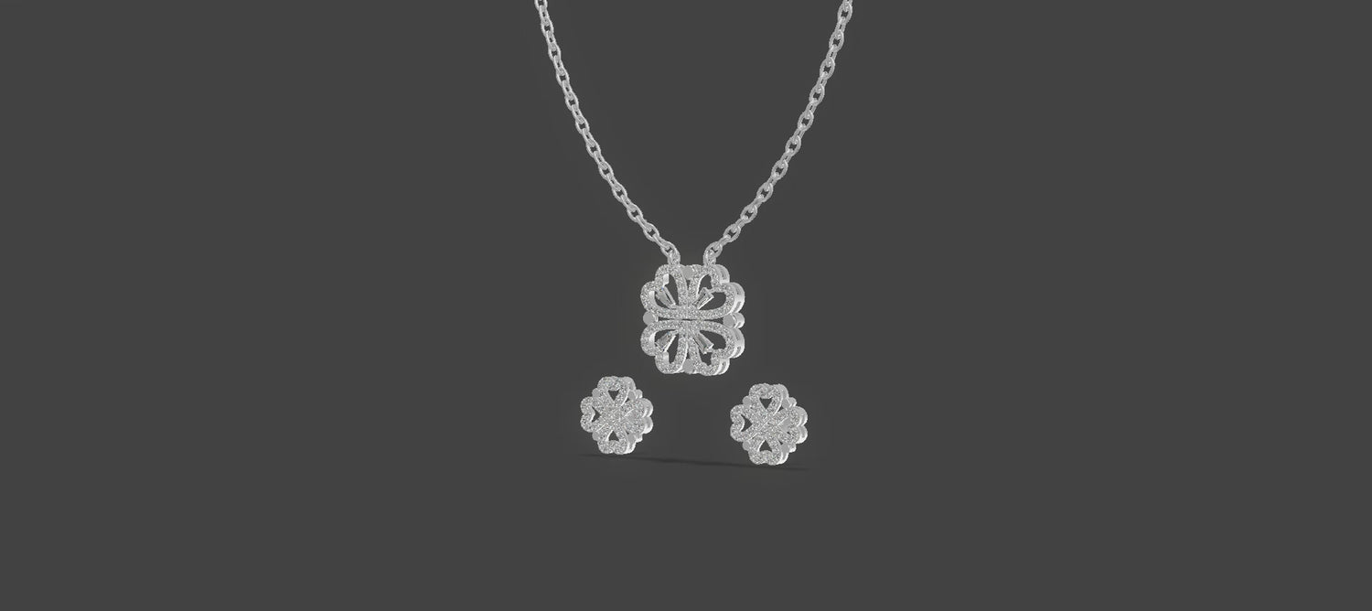 Lucky Clover Trio Chain Set Silver