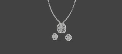Lucky Clover Trio Chain Set Silver