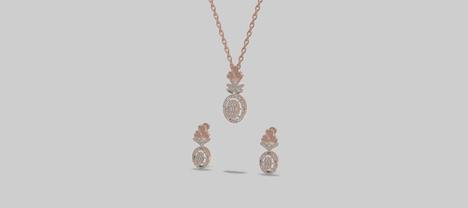 Pavé Rose Gold Pendant Set