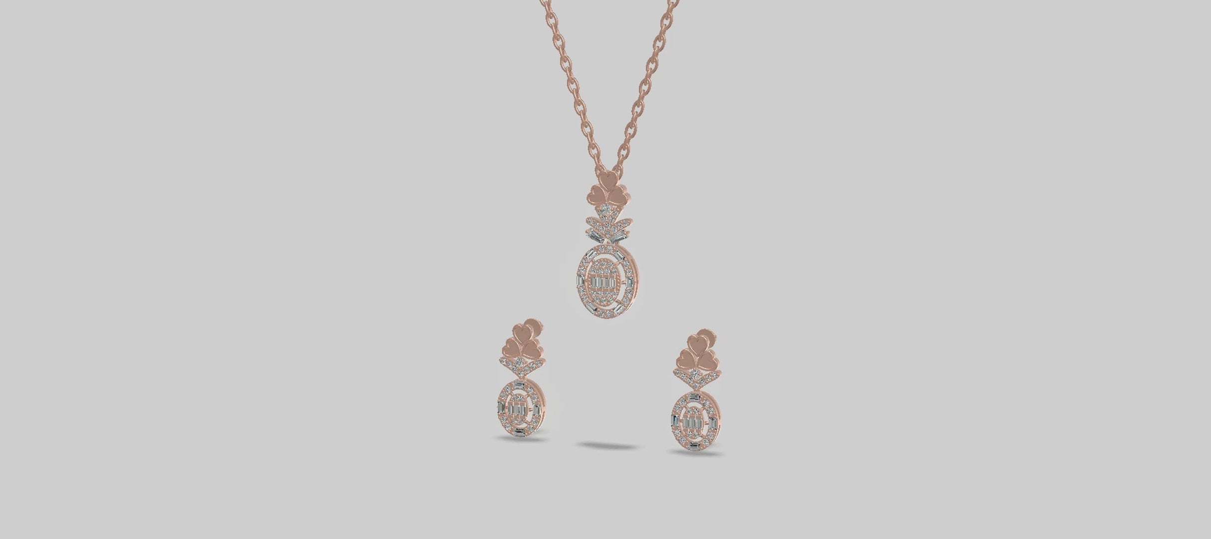 Pavé Rose Gold Pendant Set