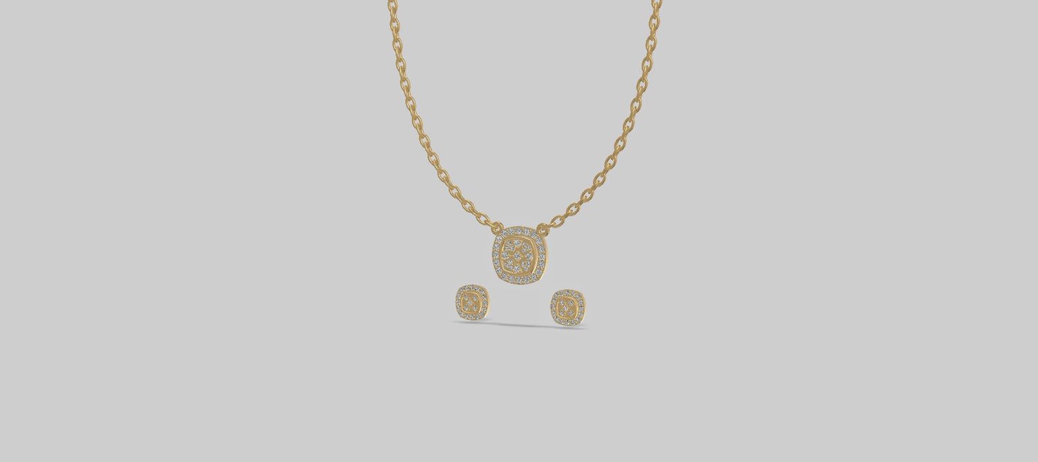 Celeste Glow Cushion Diamond Chain Set Gold