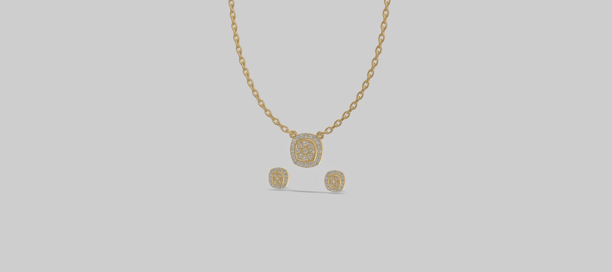 Celeste Glow Cushion Diamond Chain Set Gold