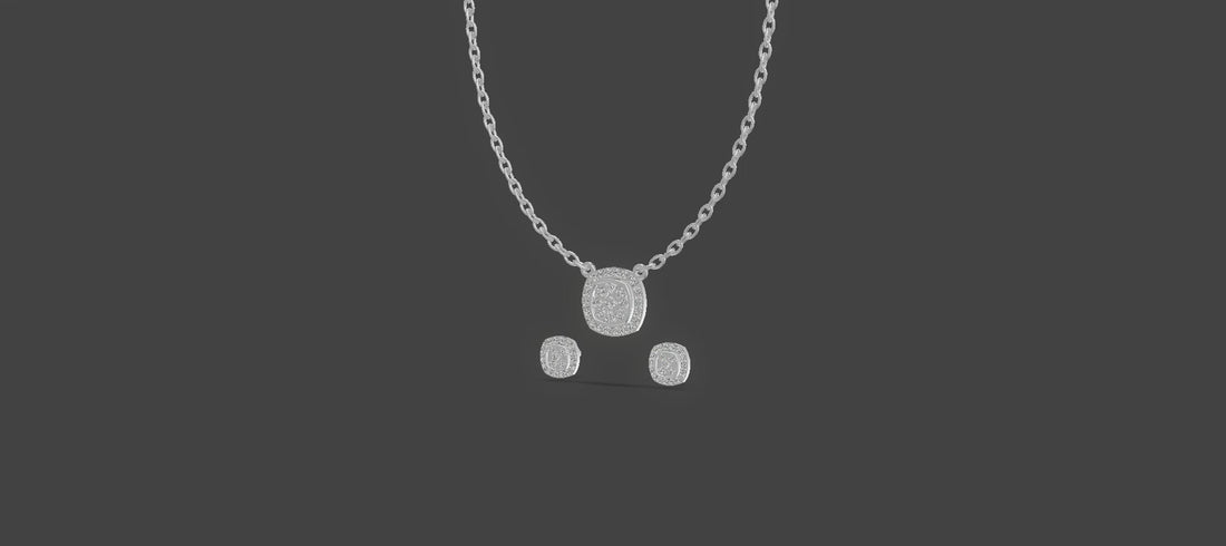 Celeste Glow Cushion Diamond Chain Set Silver