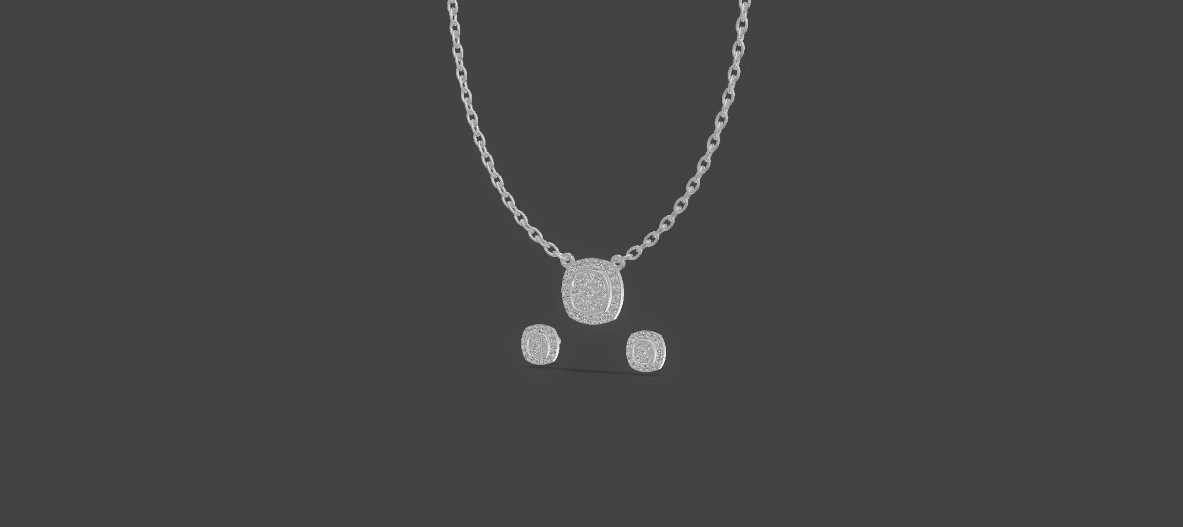 Celeste Glow Cushion Diamond Chain Set Platinum