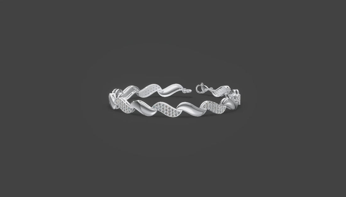 Elegance Wave Diamond Bracelet Silver