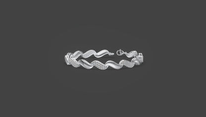 Elegance Wave Diamond Bracelet Silver