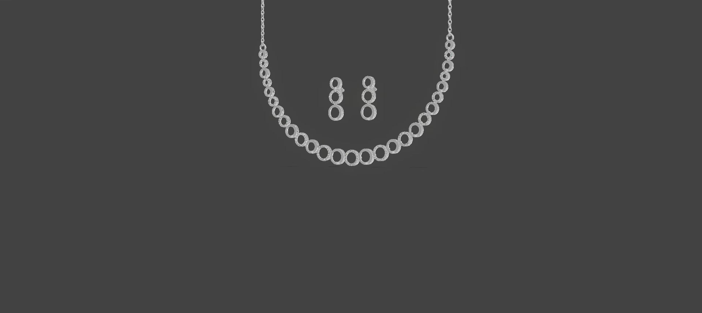 Luna Halo Diamond Necklace Set Silver